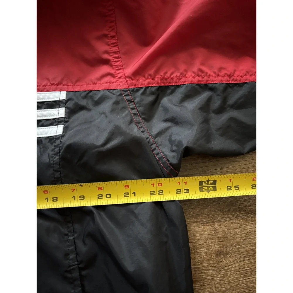 Adidas Boys XL Windbreaker Jacket Two-Tone Red/Black W/ Stripe‎ Track Warm Up